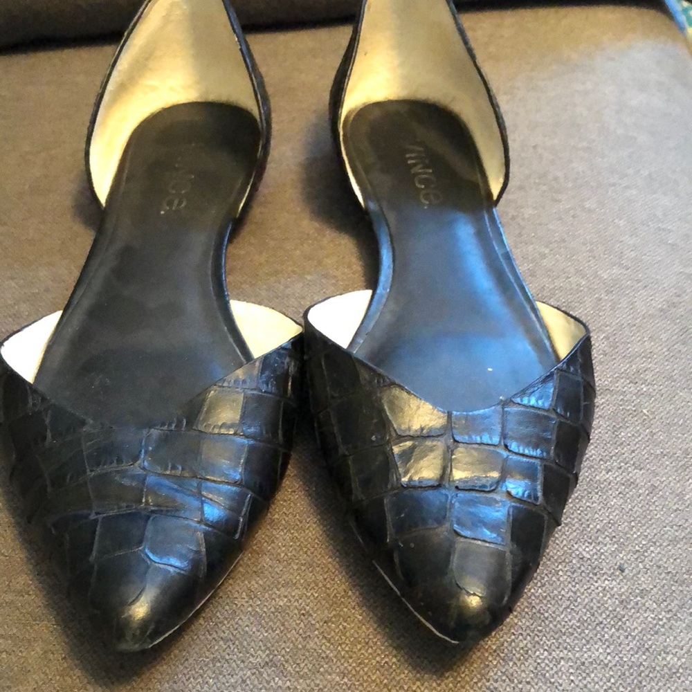 Vince black leather flats